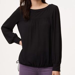 Loft Tab Button Puff Sleeve Sz XS Blouse Top Shirt